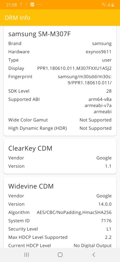 Samsung m30s 06 210850 DRM Info