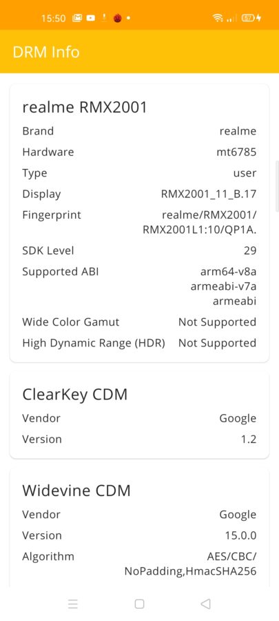 realme 6 Widevine L1
