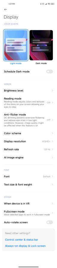 Displayeinstellungen Xiaomi Mi 11 Test 1