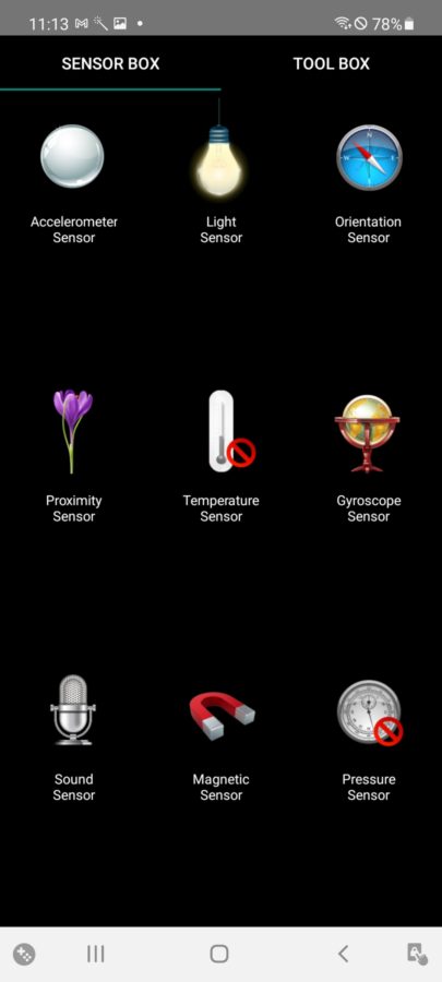 samsung galaxy a72 sensors
