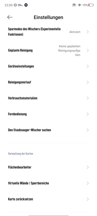Xiaomi Robot Vacuum Mop 2C Test Screenshot Einstellungen