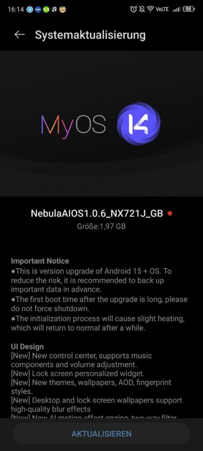 Nubia Z60 Ultra Android 15 Update 2