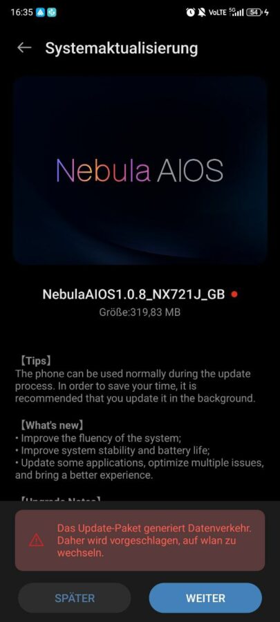 Nubia Z60 Ultra Android 15 Update 4