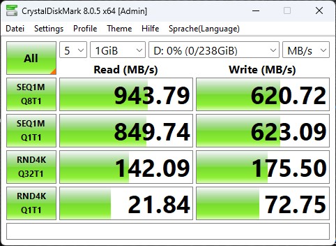Beelink SER6 6900hx Crystaldiskmark USB 3 1 Port vorne