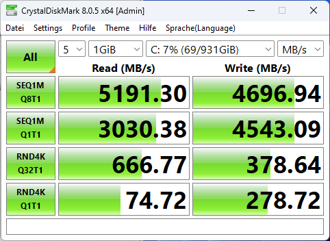 Beelink SER8 Crystaldisk SSD