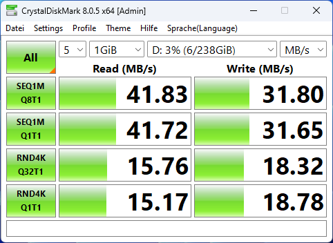 Beelink SER8 Crystaldisk USB A hinten mitte