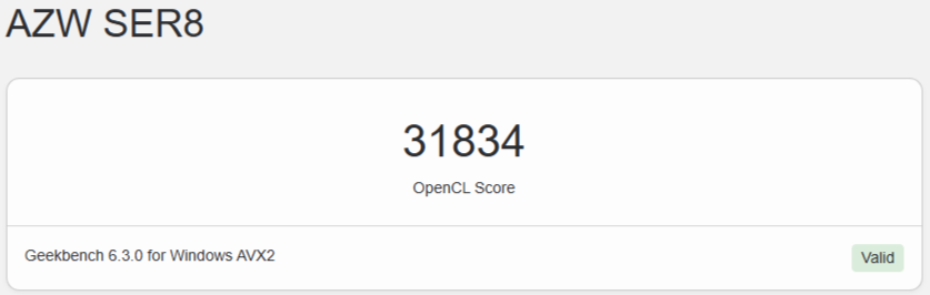 Beelink SER8 Geekbench OpenCL