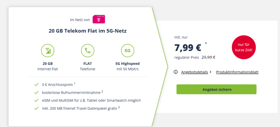 20GB Telekom Vertrag Angebot