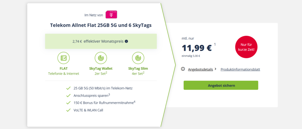 Freenet 25GB mit SkyTag