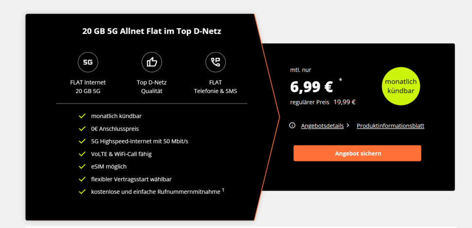 Carash im Vodafone Netz Angebot 20GB