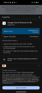 Google One AI 2TB Premium Vorteile Feb 25 Bestellen