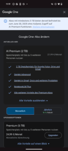 Google One AI 2TB Premium Vorteile Feb 25 Bestellen 2