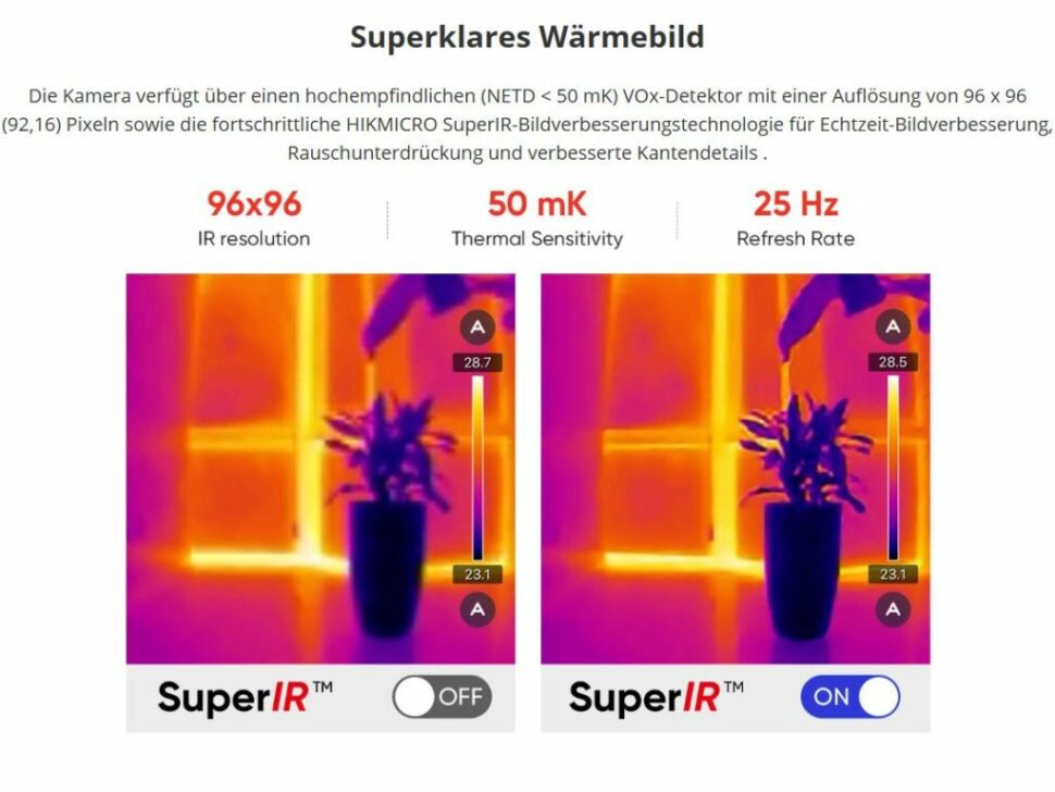 Technische Daten der HIKMICRO MiniE
