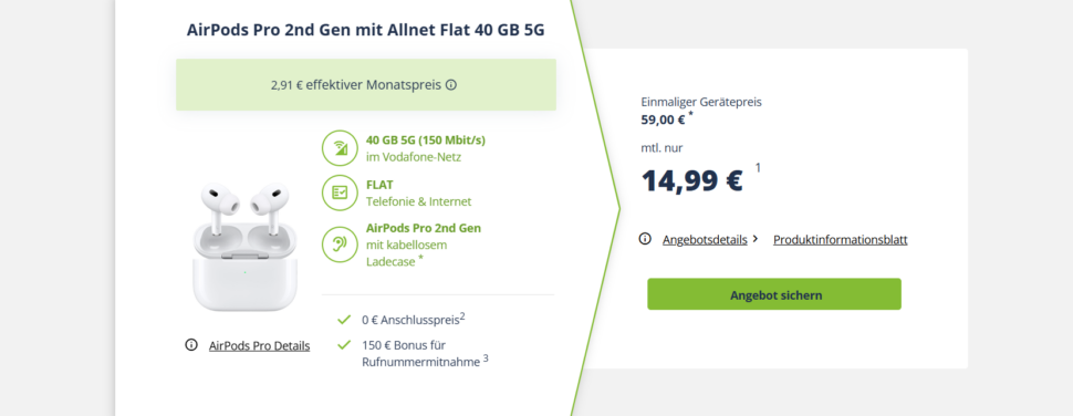 Freenet 40 Gigabyte AirPods Pro Banner I