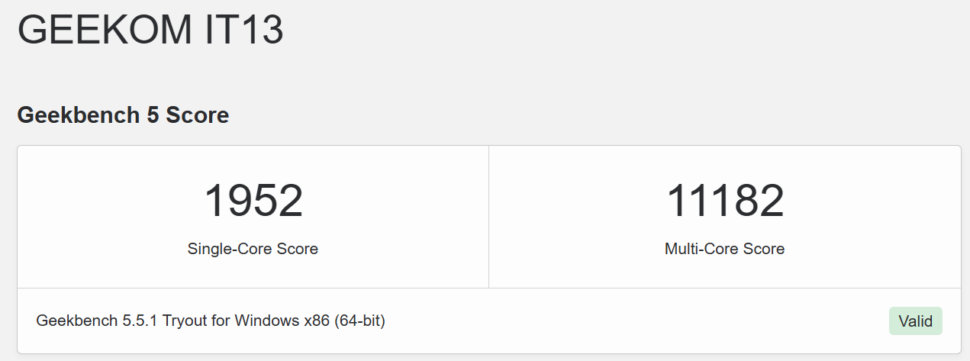 Geekom IT13 2025 Geekbench5