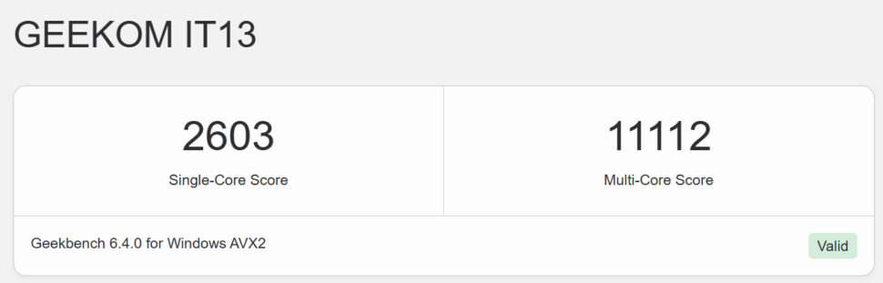 Geekom IT13 2025 Geekbench6