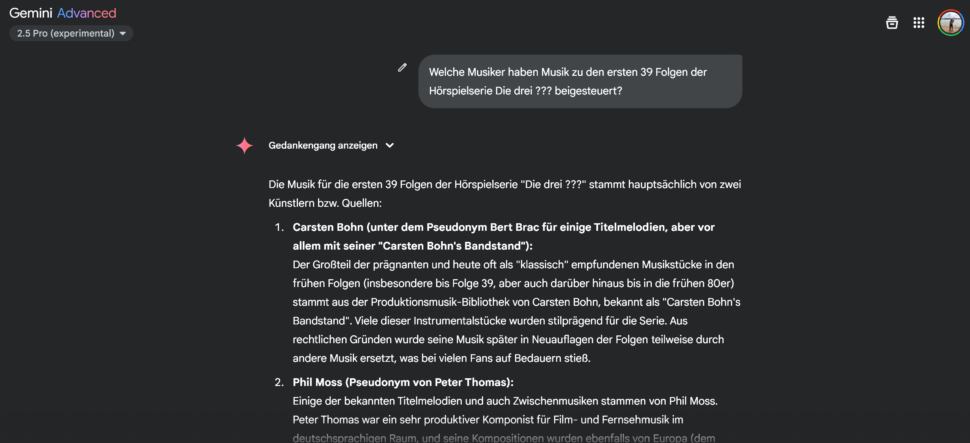 Screenshot Gemini 2.5 Pro V