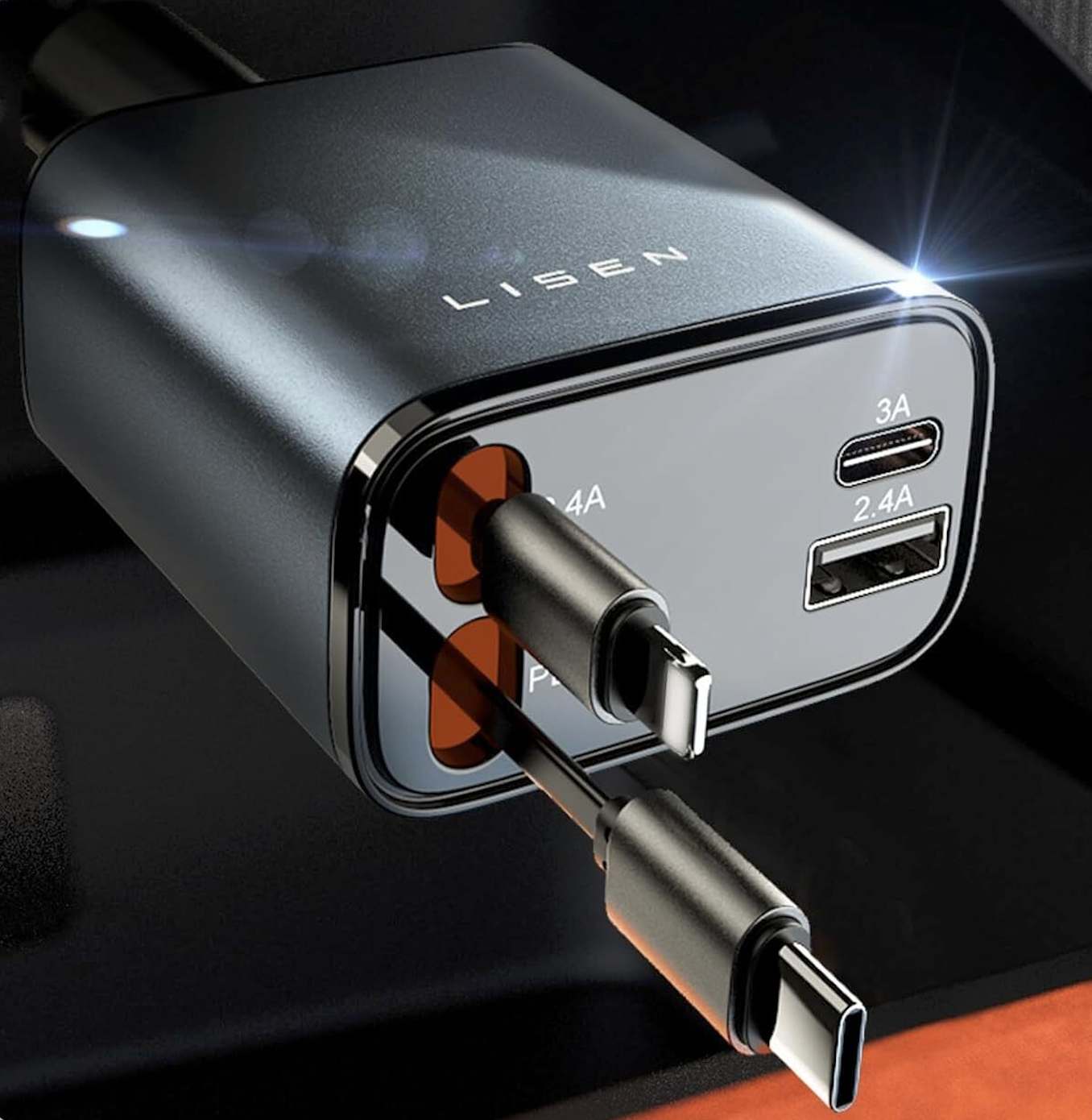 LISEN-4-in-1-KFZ-Charger-mit-zwei-integrierten-Kabeln-und-69W-Gesamtleistung-im-Test