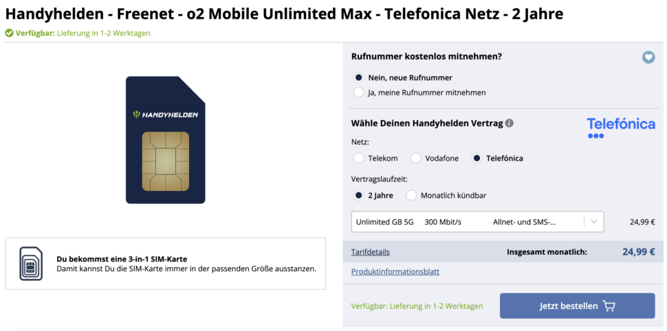 Handyhelden o2 Unlimited Max