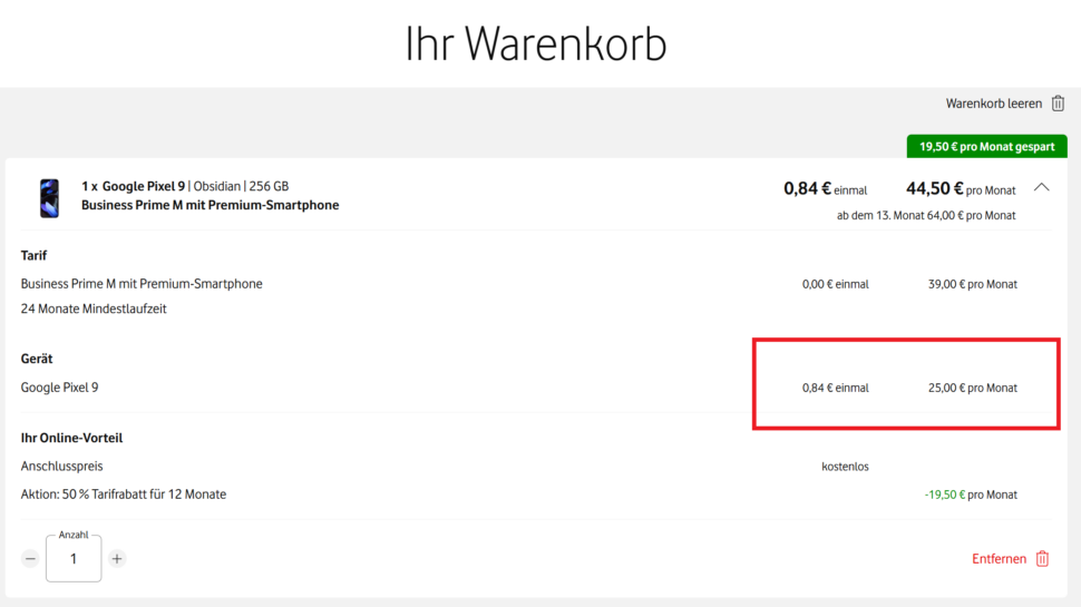 Ratenkauf fuer Smartphone bei Vodafone