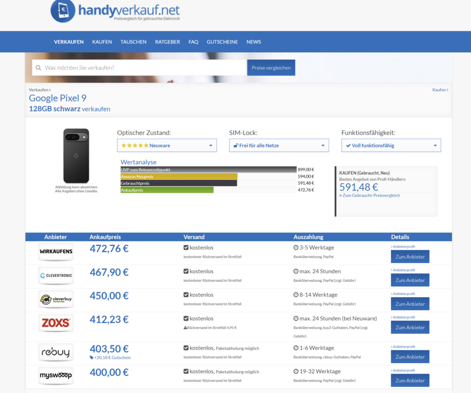 handyverkauf.net vergleich ankauf