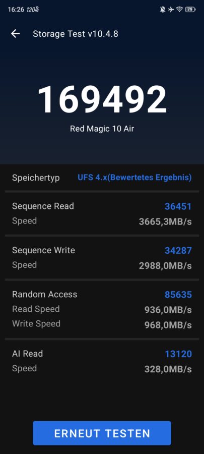 REDMAGIC 10 Air Test Screenshot Speicher