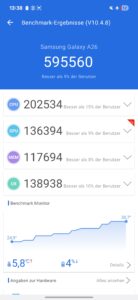SAMSUNG Galaxy A26 5G Test Screenshot AnTuTU v10