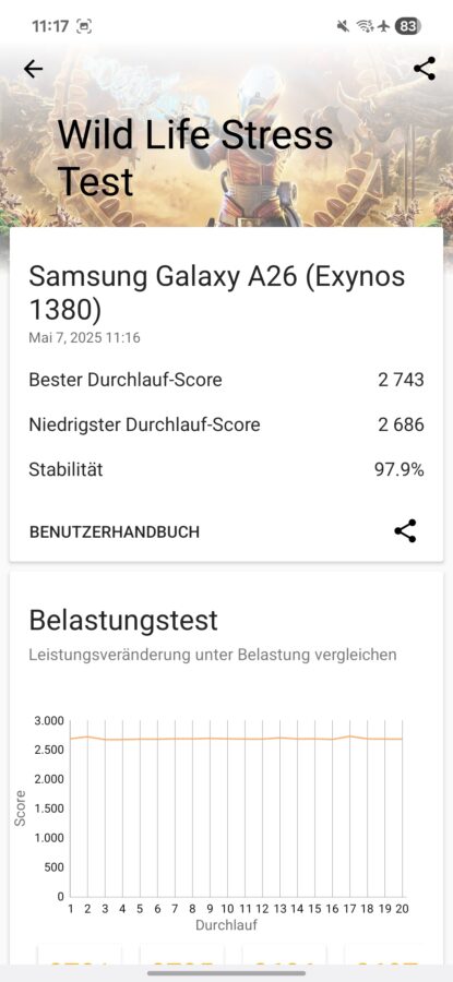 SAMSUNG Galaxy A26 5G Test Screenshot GPU Throtteling 1