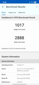 SAMSUNG Galaxy A26 5G Test Screenshot Geekbench 6