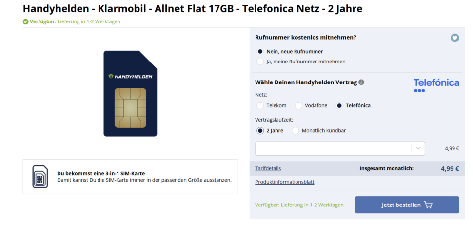 Handyhelden Smartzone Angebot 17GB