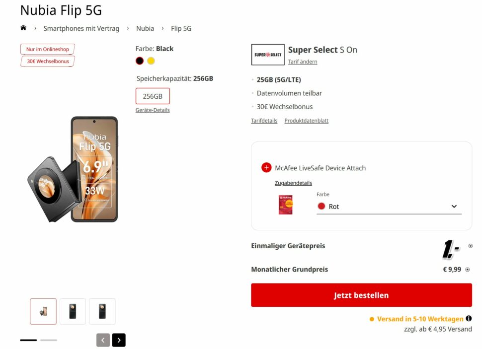 Tarifdeal Nubia Flip