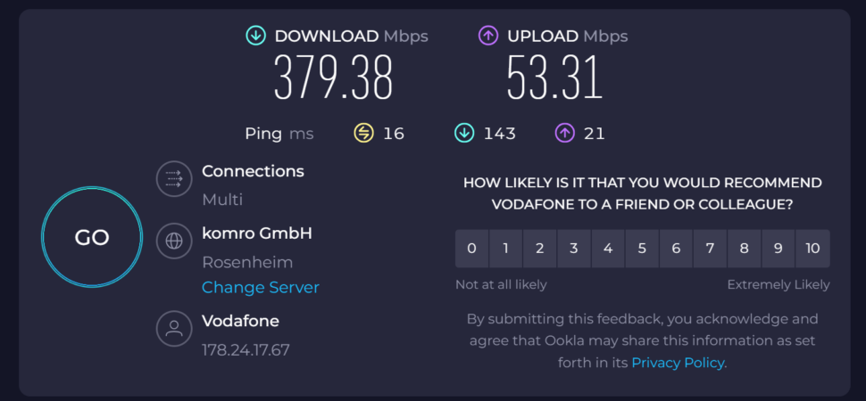 WLAN Geschwindigkeit Test