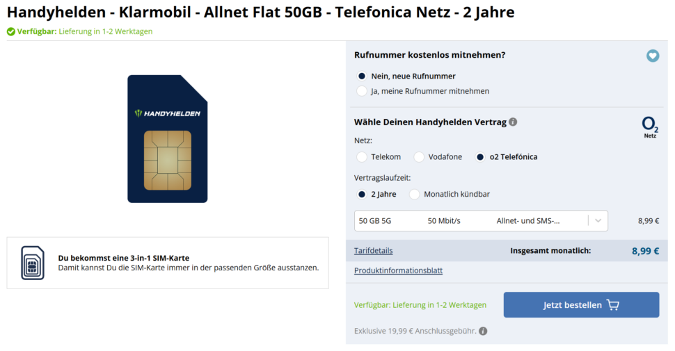 Handyhelden O2 50GB Juni 25