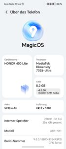Test Honor400 Lite system 8