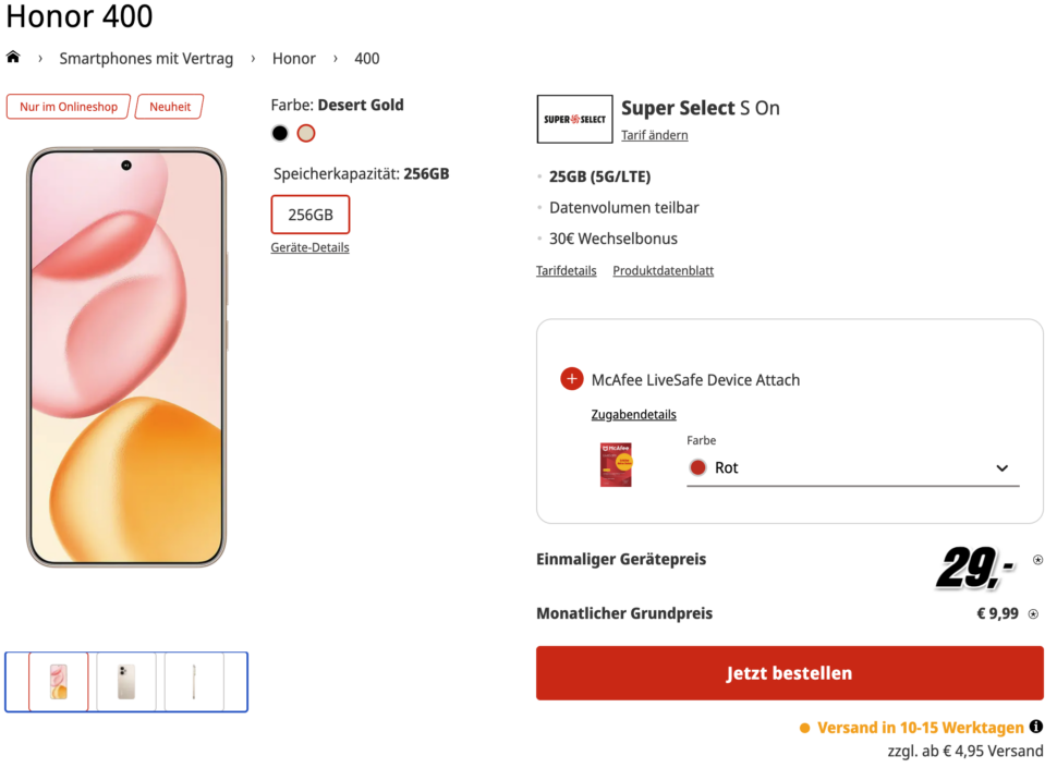 Honor 400 Deal Mediamarkt