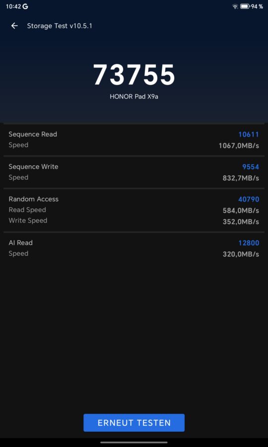 Honor Pad X9a Leistung 3