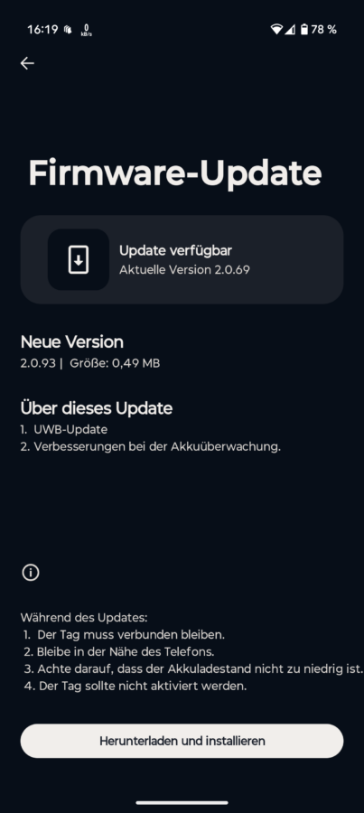 Moto Tag UWB App Screenshot II