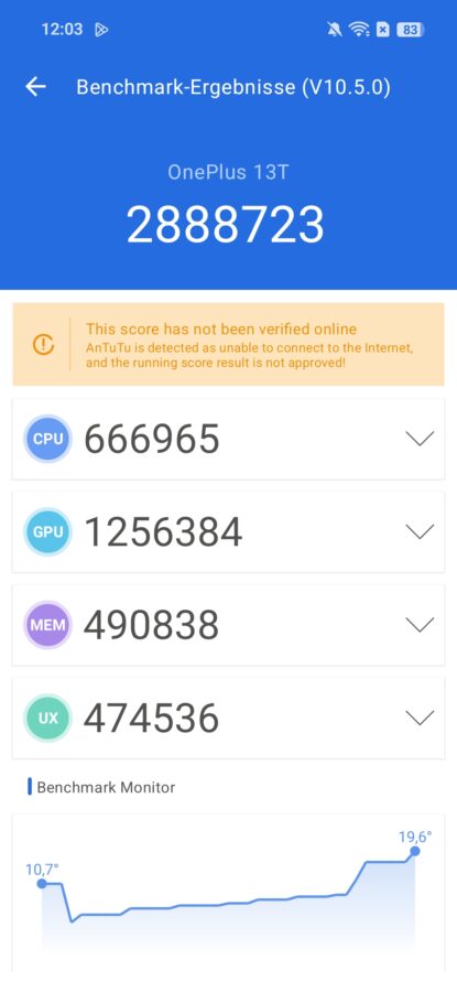 OnePlus 13T Test Screenshot AnTuTu cool