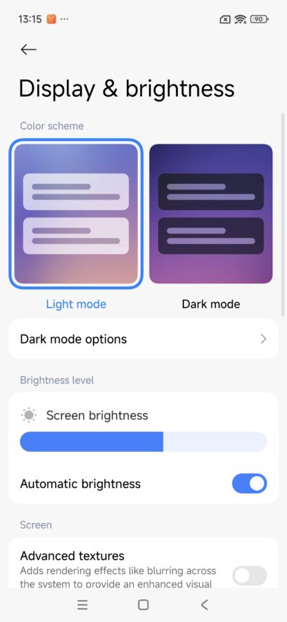Poco F7 Displaysettings 1