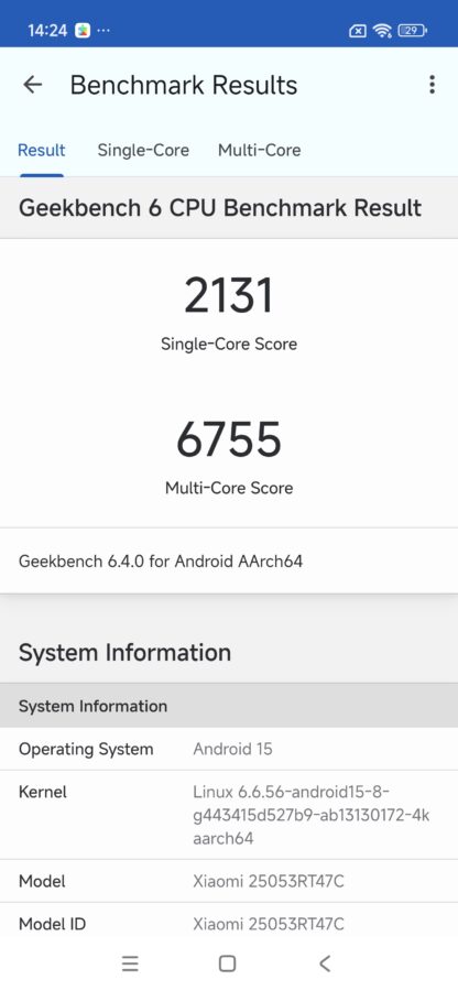 Poco F7 geekbench