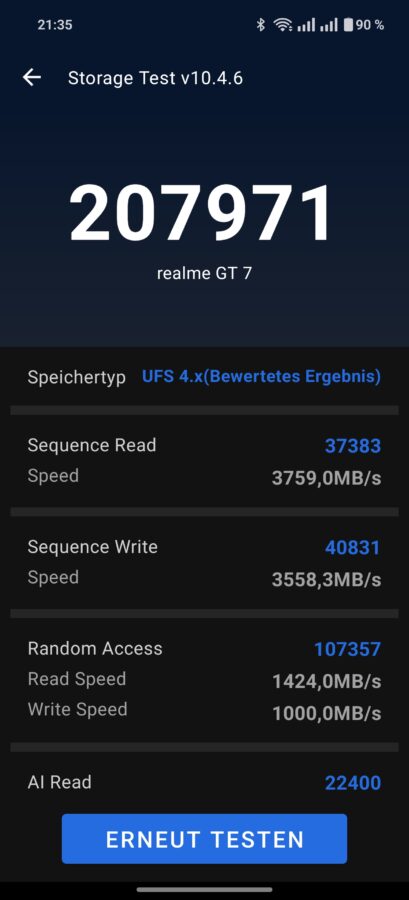 screenshot realme gt7 speicher