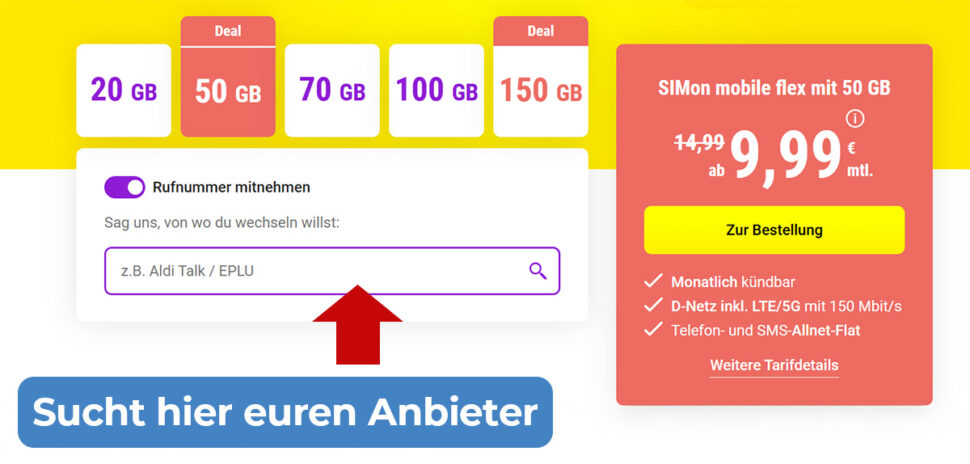 SIMon Rufnummer Mitnahme Deal Juni 25