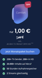 Waipu.TV COmfort fuer nur 1E