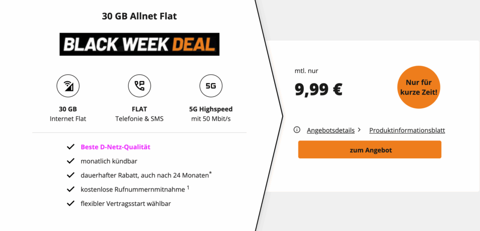 30 GB Allnet Flat black week deal 30 GB Allnet Flat black week deal