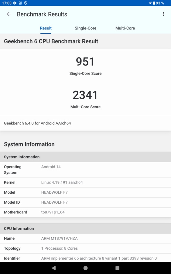 Headwolf Fpad F7 benchmark 2