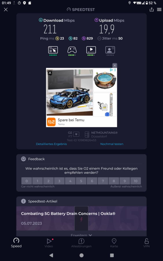 Headwolf Fpad F7 speedtest 1