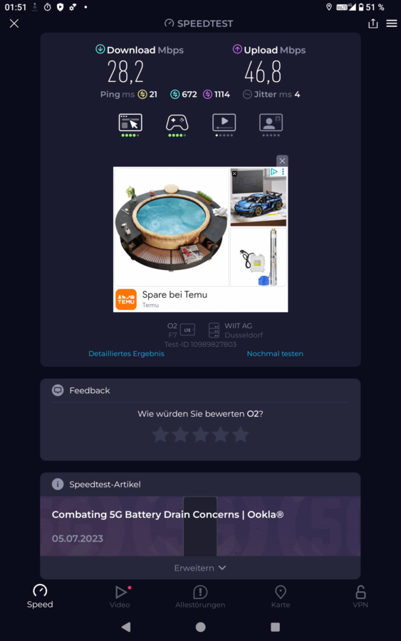Headwolf Fpad F7 speedtest 2