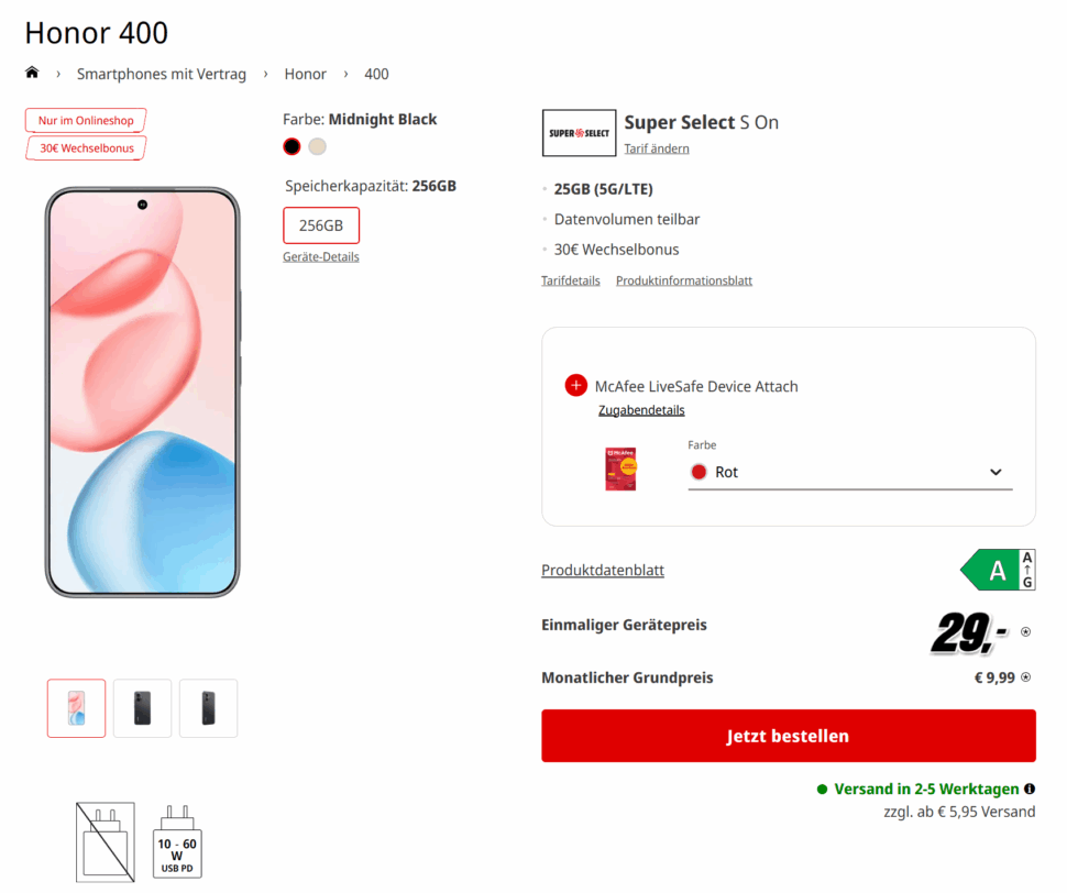 Honor 400 MediaMarkt August 25