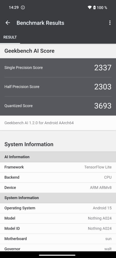 Nothing Phone 3 Test Screenshot Geekbench 1