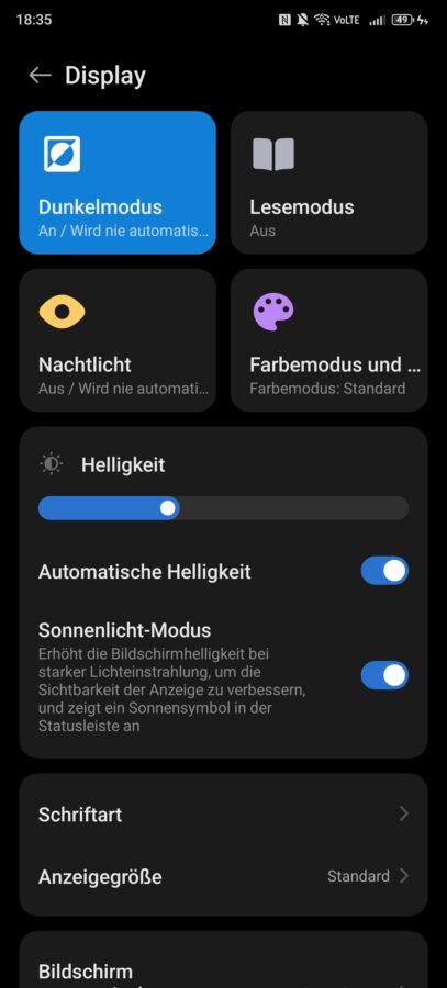 Nubia Z70S Ultra Bildschirmeinstellungen 1